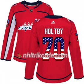 Washington Capitals Trikot Braden Holtby 70 Adidas 2017-2018 Rot USA Flag Fashion Authentic - Dame